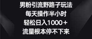 男粉引流野路子玩法，每天操作半小时轻松日入1000＋，流量根本停不下来-星利智