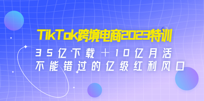 TikTok跨境电商2023特训:35亿下载+10亿月活,不能错过的亿级红利风口-星利智
