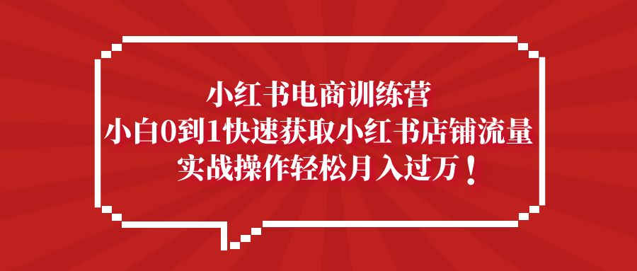 小红书电商训练营，小白0到1快速获取小红书店铺流量，实战操作月入过万-星利智