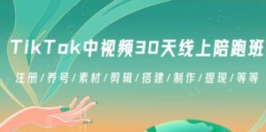 TikTok中视频-30天线上陪跑班：注册/养号/素材/剪辑/搭建/制作/提现/等等-星利智