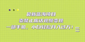 最新蓝海项目,靠禁止废话视频变现,一部手机,小白轻松月入过万!-星利智