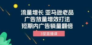 （10112期）流量增长 亚马逊老品广告放量增效打法，短期内广告销量翻倍（3堂直播课）-星利智