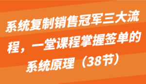 系统复制销售冠军三大流程，一堂课程掌握签单的系统原理（38节）-星利智