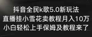 抖音全民k歌5.0新玩法，直播挂小雪花卖教程月入10万，小白轻松上手，保姆及教程来了-星利智