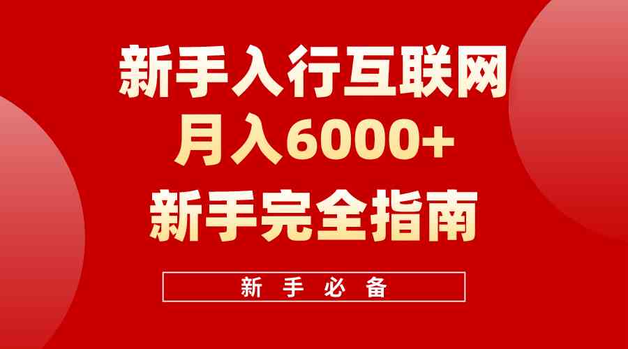 (10058期)互联网新手月入6000+完全指南 十年创业老兵用心之作,帮助小白快速入门-星利智
