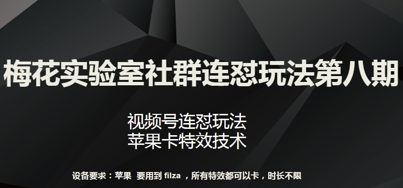 梅花实验室社群连怼玩法第八期,视频号连怼玩法 苹果卡特效技术-星利智