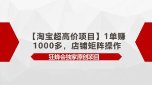 【淘宝超高价项目】1单赚1000多，店铺矩阵操作-星利智