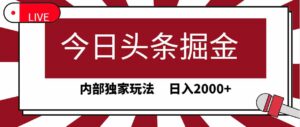 （9832期）今日头条掘金，30秒一篇文章，内部独家玩法，日入2000+-星利智