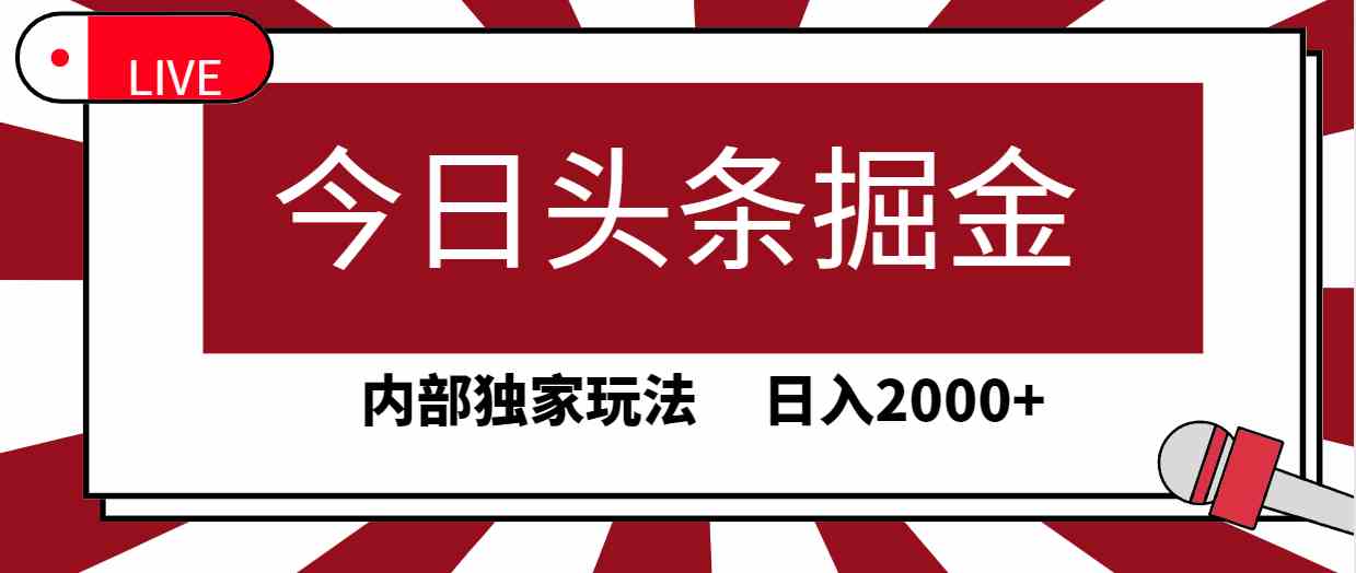（9832期）今日头条掘金，30秒一篇文章，内部独家玩法，日入2000+-星利智