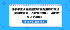 快手半无人直播荒野求生刺激冷门玩法，实测单账号一天收益300+，小白也…-星利智